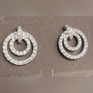 Nolan Miller Vintage Silver-Tone Pave’ Circle Earrings-pierced